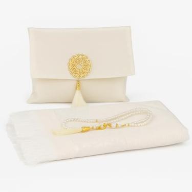 Imagem de Tapete de oração muçulmano com Tasbih e bolsa portátil, presente muçulmano para mulheres e homens, caixa islâmica Mubarak, conjunto de presente islâmico macio, prostração turca para Ramadã, Eid, Hajj,