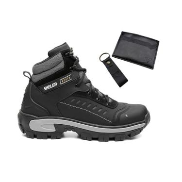 Imagem de Bota com Kit Carteira Coturno Masculina Couro Nobre Original Com C.A 52083 (Preto, BR, Adulto, Numérico, 38)