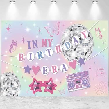 Imagem de Faixa de fundo in My Birthday Era, roxo, glitter, discoteca, decorações de despedida de solteira, cantora, superstar, meninas, faixa de aniversário, adereços para cabine fotográfica (1,5 x 7 m)