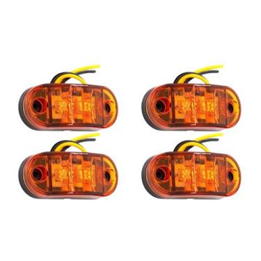 Imagem de Kit 4 Lanterna Delimitadora Laranja Led 12v 24v Caminhão Baú - STORE A