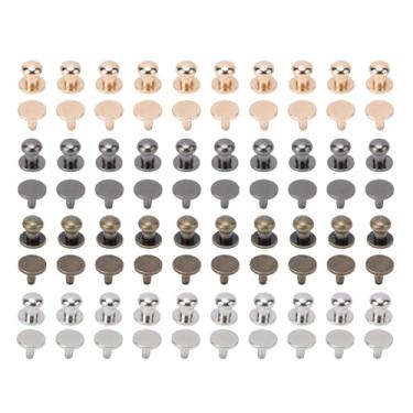 Imagem de YOUTHINK Kit de Rebite do Botão da Cabeça Redonda, 40 Conjuntos de Botões e Pregos de Cobre para Artesanato de Couro, 4 Cores