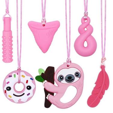 Imagem de Colares Chew Silicone Maberry para crianças sensoriais, pacote com 6 u