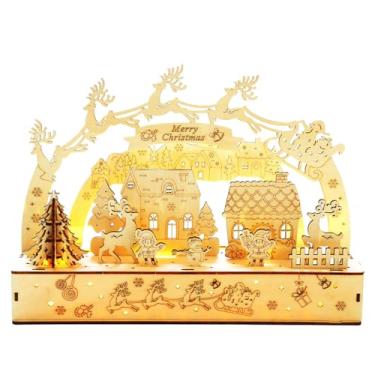 Imagem de VanBasic Quebra-Cabeças De Madeira 3D Para Adultos, 35 Peças, Luz Led, Tema Natal, Kit Montagem Faça Você Mesmo, Decoração Casa Adolescentes E Crianças