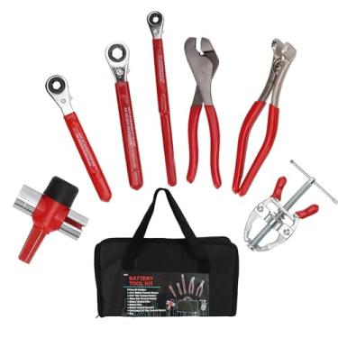 Imagem de Kit De Serviço De Bateria 7pcs, Alicate De Terminal De Aço Chave Espalhador Extrator, Kit De Serviço De Manutenção De Bateria Para Ferramenta De Reparo Automotivo De Manutenção