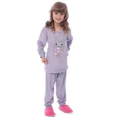 Imagem de Pijama Plush Inverno Infantil Menina Bolso Canguru Victory, 8, Lilás c