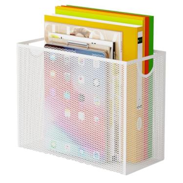 Imagem de Organizador de pasta de arquivos suspensa, caixa de armazenamento de suporte de pasta de arquivo tamanho carta, armazenamento de pasta de arquivos grande de malha de metal de mesa, sem necessidade de