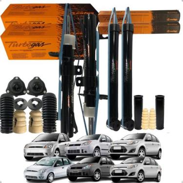 Imagem de Kit Par Amortecedor Batente Coifa Dianteiro Traseiro Ford Fiesta Sedan
