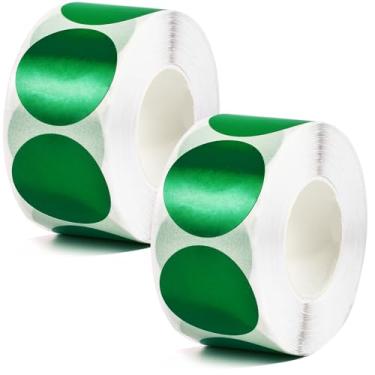 Imagem de Adesivos de ponto de 2,5 cm círculo verde, etiquetas de codificação redondas, cor em branco, adesivos adesivos para venda de quintal, adesivos simples para escritório, loja, casa, sala de aula, 1000