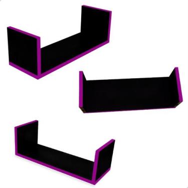 Imagem de Kit 3 Prateleiras U Reforçado De Parede P/ Livros Decoração Objetos - 