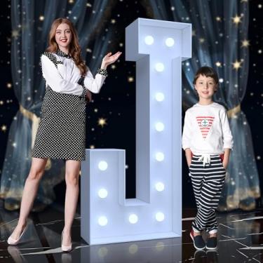 Imagem de Tenda para letreiro de 1,8 m - letras grandes iluminadas com LED branco frio, letreiro de placa de espuma fácil de montar com suporte traseiro para aniversário, casamento, decoração de festa