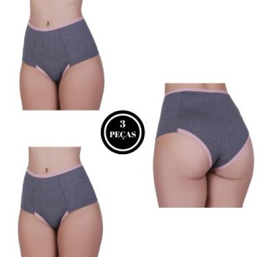Imagem de Kit 3 Calcinha Alta Compressão Cós Alto Mescla -c3 KIT 3 REBECA - Bell