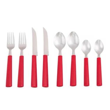 Imagem de Kit 8 Peças Faqueiro Talheres Inox Riviera Brinox Vermelho