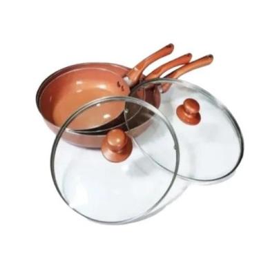 Imagem de Jogo 5 Pç Panela Frigideira Antiaderente Revestida Ceramica - BDM