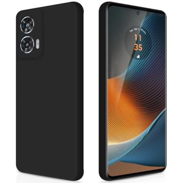 Imagem de GiiYoon Capa para Motorola Edge 50 Fusion, capa protetora de corpo inteiro com toque suave e sedoso, case à prova de choque com forro em microfibra - Preto