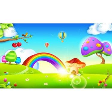 Imagem de Painel De Lona Jardim Encantado Arco Iris - Fabrika de Festa, 200x100c