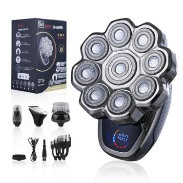 Imagem de 2025 Novos barbeadores de cabeça para homens carecas: barbeador elétrico 5 em 1, barbeador de cabeça Bawldy Pro, cabeças de lâmina flutuantes 9D, tela LED inteligente IPX7 à prova d'água, barbear seco