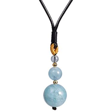 Imagem de Jewever Colares femininos com pingente de pedra marinha e pedra da lua, cristais e pedras curativas, meditação de equilíbrio, presentes espirituais para mulheres, Gema, Pedra da lua