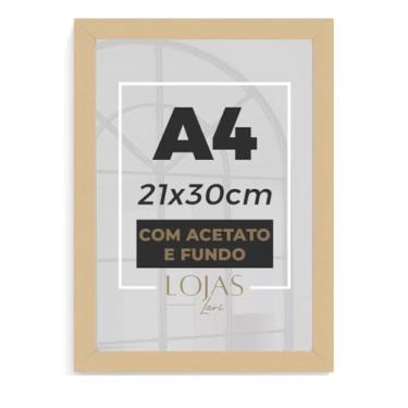 Imagem de Kit 10 Molduras Quadro A4 21x30cm Certificados Com Acetato (Madeira clara)