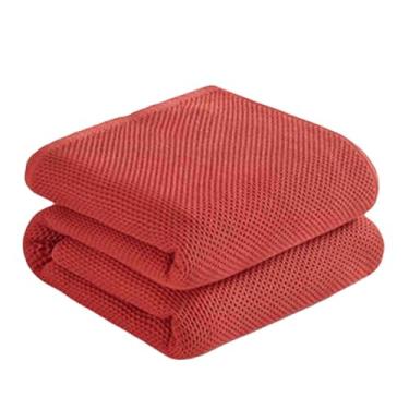 Imagem de Cobertor de lã feminino cobertores e mantas masculinos para cama adulto longo solteiro para sofá 28 camadas de algodão penteado de fibra longa lavável na máquina macio e confortável (vermelho, 150 x