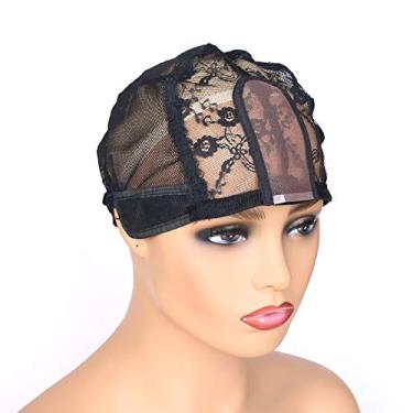 Imagem de BTWTRY 3,88 x 8,89 cm U parte dupla rede rede touca com alça ajustável para fazer perucas 1 peça touca de peruca DIY perucas tecelagem cúpula malha touca para mulheres e meninas (1 peça, 0052)