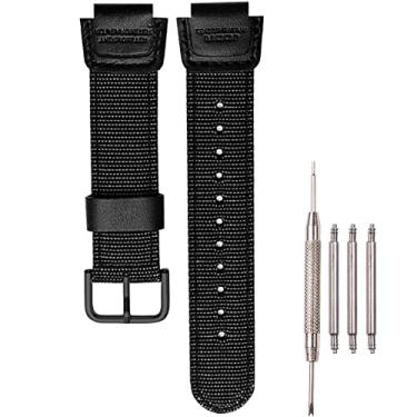 Imagem de XBHSW Pulseira de nylon de 18 mm compatível com Casio AQ-S810W AE1200WH SGW-300H 400 500 masculina preta