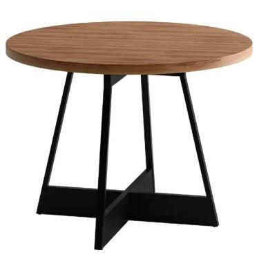 Imagem de Mesa Atria Redonda 100x100 Carraro Cor Preto Nogal