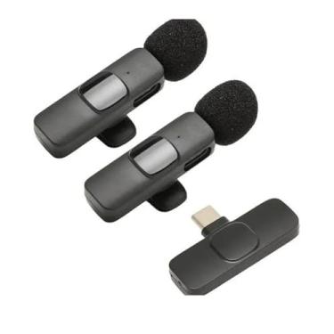 Imagem de Microfone de Lapela Sem Fio Bluetooth Kit 2 Microfonones Abafamento de Ruído Até 10 Horas Tempo de Trabalho Compatível com Camera, iPhone, Android, PC - Conexão Android e USB-C - Linha AGold Premium