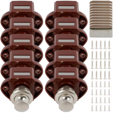 Imagem de WhSunVo Pacote com 10 travas de botão de pressão Versátil Trava de porta de armário elegante sem chave Trava de botão de segurança sólida Fechaduras convenientes Puxadores de porta para segurança