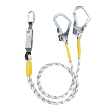 Imagem de YsXoWiui Cinto de segurança com cordão de absorção de choque, equipamento profissional de segurança de trabalho com conector de gancho para escalada, Gancho Duplo de 2 M