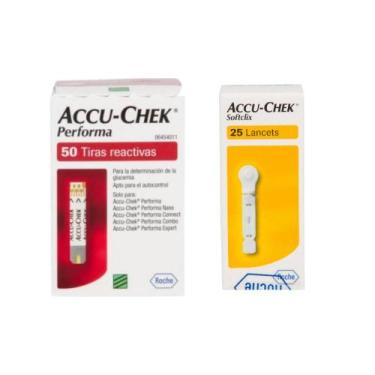 Imagem de 50 Tiras Reagentes Accu Chek Performa + 25 Lancetas Softclix - Accu-ch