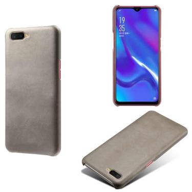 Imagem de Capa para OPPO R15X,Proteção contra quedas,Casca de volta de cor sólida simples,Design de couro de imitação de plástico-Gray
