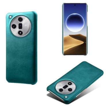 Imagem de Capa para OPPO Find X7 Ultra,Proteção contra quedas,Casca de volta de cor sólida simples,Design de couro de imitação de plástico-Green