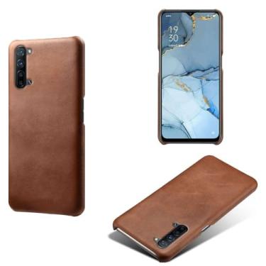 Imagem de Capa para OPPO Find X2 Lite,Proteção contra quedas,Casca de volta de cor sólida simples,Design de couro de imitação de plástico-Brown