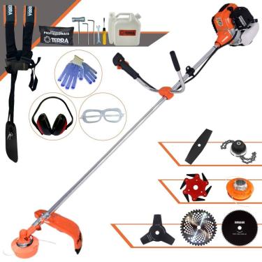 Imagem de Roçadeira Lateral À Gasolina Terra GR520-XP 52cc 2,5HP 2T 6.500rpm Alta Performance Roçadeira Com Carretel de Nylon e Kit 6 Lâminas de Corte + EPI