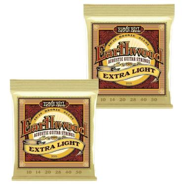 Imagem de Kit 2 Encordoamento Violão Aço Ernie Ball 010 Earthwood