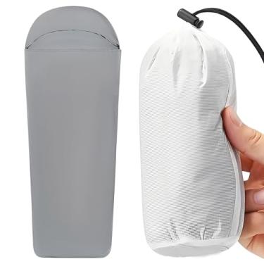 Imagem de Forro de saco de dormir lavável ultraleve, forro de saco de dormir para viagens, saco de dormir portátil de 127 g com tecido de nylon macio para mochila, acampamento, estadia em hotel, compacto (azul)
