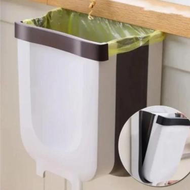 Imagem de Lixeira Extensível Retrátil Dobrável Pendurar Porta Gaveta
