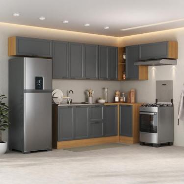 Imagem de Cozinha Compacta 8 Peças 5 Aéreos 3 Balcões Soho CabeCasa MadeiraOrigi