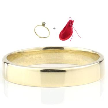 Imagem de Aliança Reta 3mm + Anel Brinde Noivado Casamento Moedas Antigas Moderna (Medida: 34/35, Dourado)