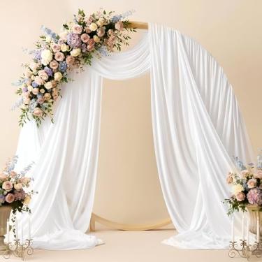 Imagem de Tecido drapeado de arco de casamento 73,7 cm x 19 m cortinas transparentes para pano de fundo cerimônia de casamento recepção decoração de teto cortina decoração de chá de panela de bebê (branco, 1