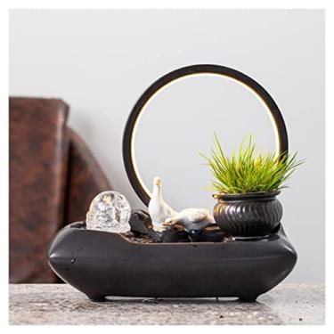 Imagem de XFNVXC Fonte decorativa para interior fonte de mesa criativa sala de estar cerâmica ornamento de água corrente escritório desktop fonte de água circulante paisagem ornamental casa