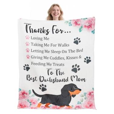 Imagem de Tian Zhun Presentes de Dachshund para mulheres amantes de cães Weiner Cobertor de Dachshund macio e quente 127 cm x 152 cm para Natal, Dia das Mães, Aniversário
