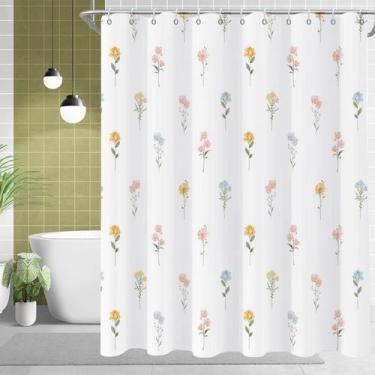 Imagem de Cortina de chuveiro GKLEASG Floral Impermeável 180x180cm