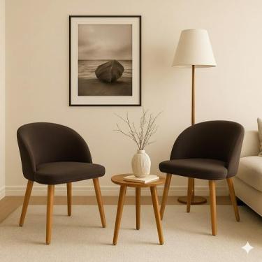 Imagem de Kit 2 Cadeiras Pétala Slim Decorativa Tecido Veludo Pés Palito, MARROM