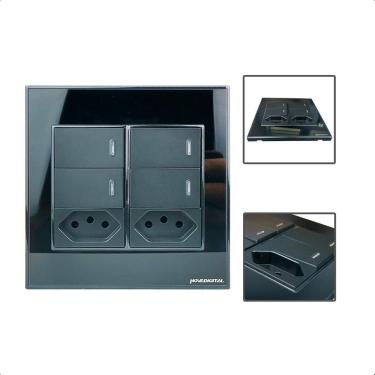 Imagem de Interruptor Inteligente Zigbee 4 Botões Tomadas 4X4 - Preto