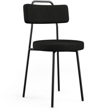 Imagem de Cadeira Decorativa Estofada Para Sala De Jantar Barcelona L02 Poliéster Preto - Lyam