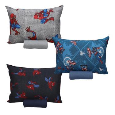 Imagem de Kit 3 Roupas De Cama 100% Algodão Menino Super Heróis Marvel