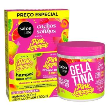 Imagem de Rotina e Fixação Forte: Kit Shampoo/Creme Multy e Gelatina Pink Lemona