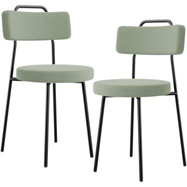 Imagem de Kit 02 Cadeiras Decorativas Estofada Para Sala De Jantar Barcelona L02 Bouclê Oliva - Lyam Decor
