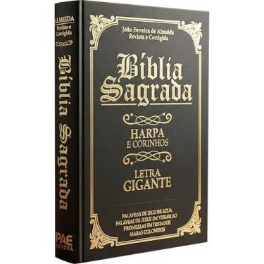 Imagem de Biblia Sagrada Evangelica Preta Harpa E Corinhos Letra Gigante Full Co